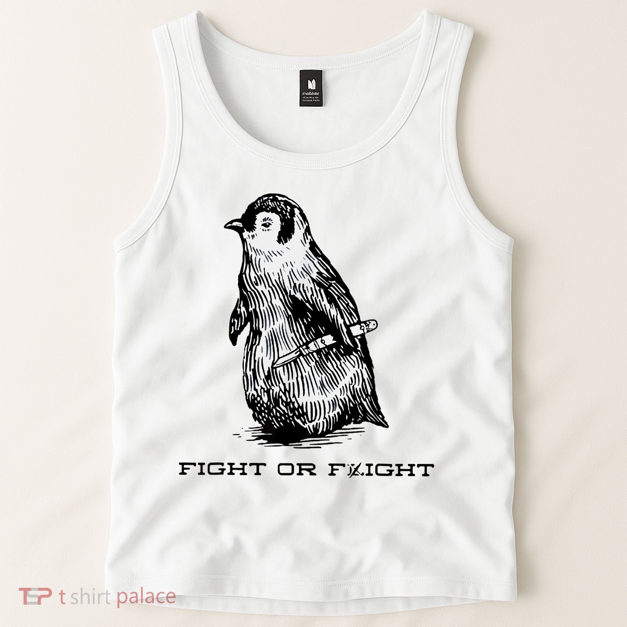 Fight Or Flight Funny Penguin Pun Fight Or Flight Meme Tank Top
