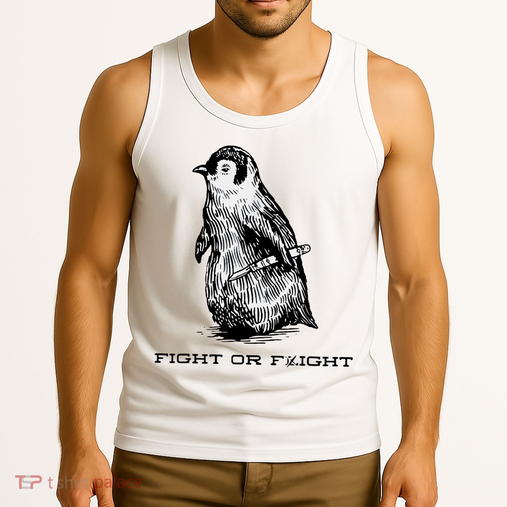 Fight Or Flight Funny Penguin Pun Fight Or Flight Meme Tank Top