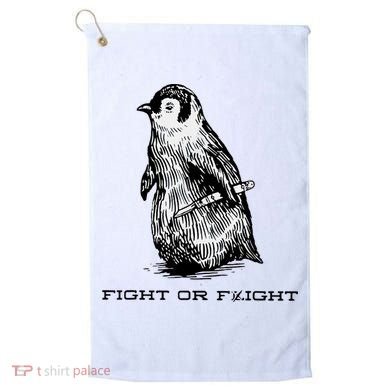 Fight Or Flight Funny Penguin Pun Fight Or Flight Meme Golf Towel