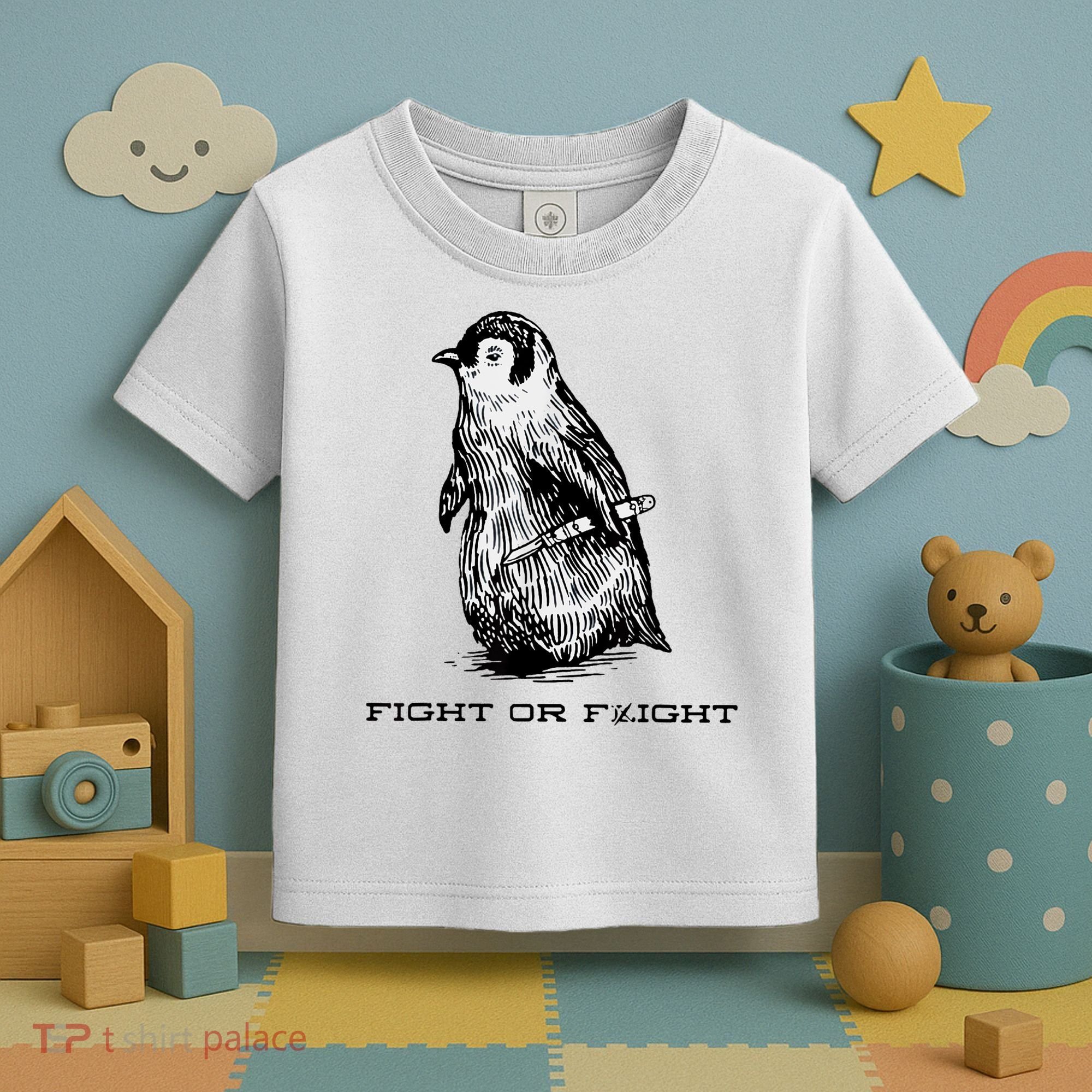 Fight Or Flight Funny Penguin Pun Fight Or Flight Meme Toddler T-Shirt