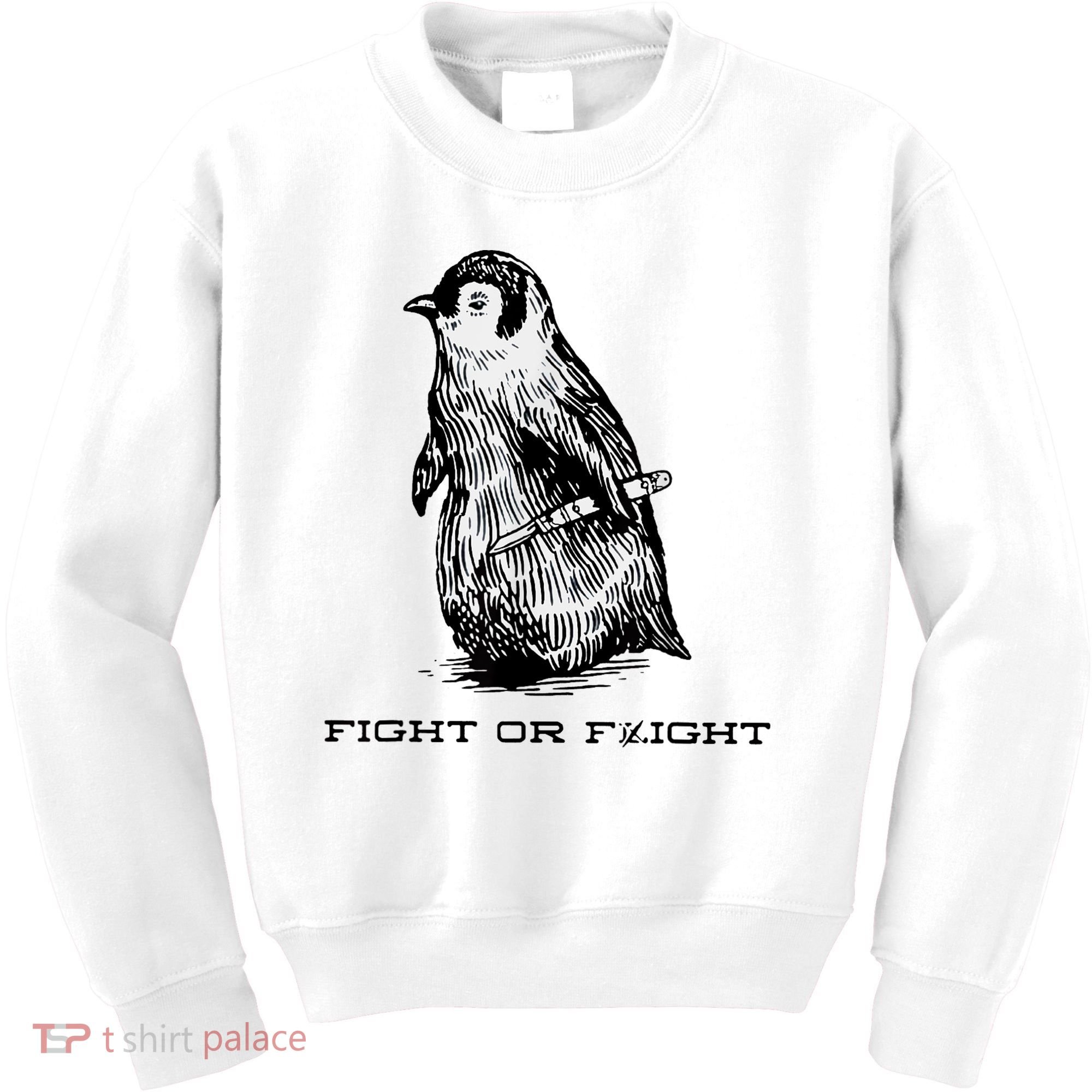 Fight Or Flight Funny Penguin Pun Fight Or Flight Meme Kids Sweatshirt