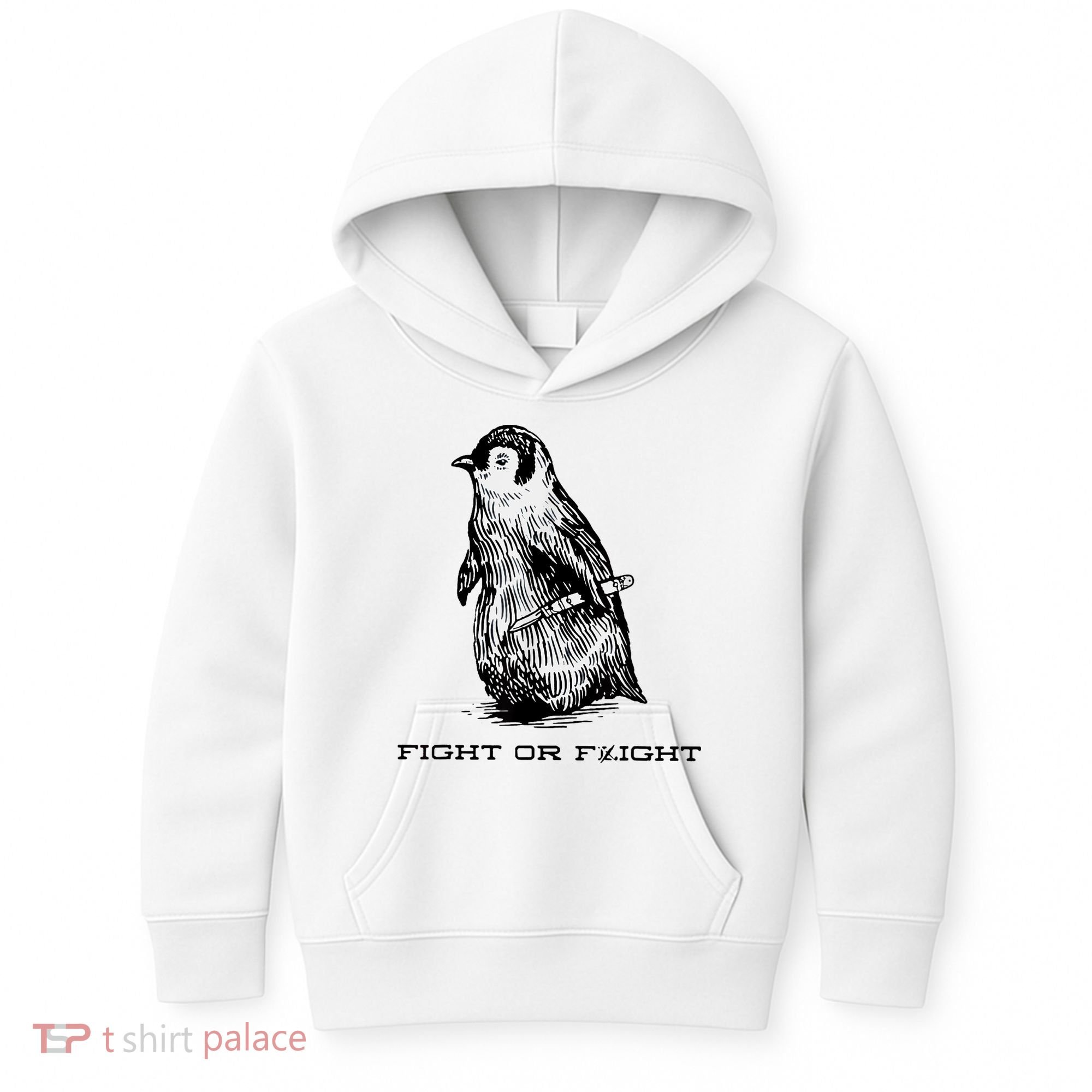 Fight Or Flight Funny Penguin Pun Fight Or Flight Meme Kids Hoodie