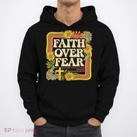 Faith Over Fear Christian Retro Floral 70s Hoodie thumb 0