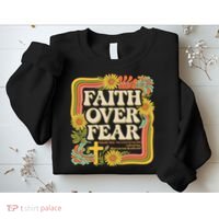 Faith Over Fear Christian Retro Floral 70s Sweatshirt thumb 2