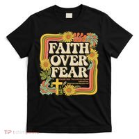 Faith Over Fear Christian Retro Floral 70s T-Shirt thumb 0