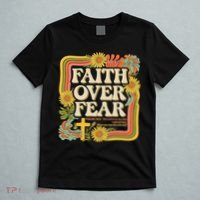 Faith Over Fear Christian Retro Floral 70s T-Shirt thumb 5