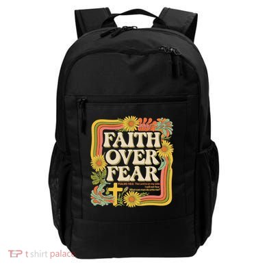 Faith Over Fear Christian Retro Floral 70s Backpack