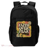 Faith Over Fear Christian Retro Floral 70s Backpack thumb 0