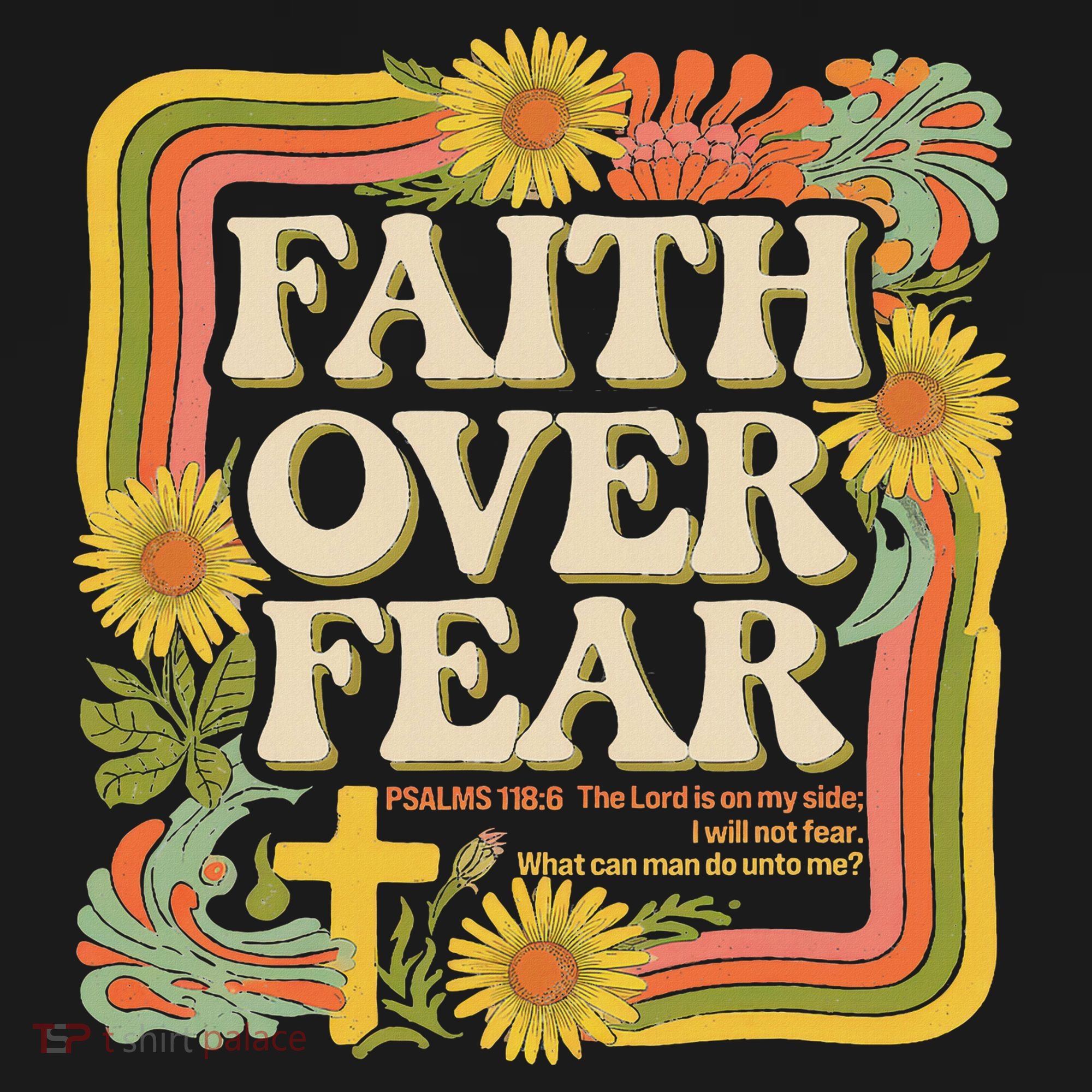 Faith Over Fear Christian Retro Floral 70s Tank Top