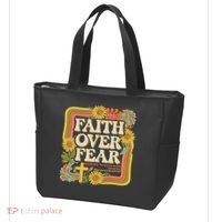 Faith Over Fear Christian Retro Floral 70s Tote Bag thumb 3