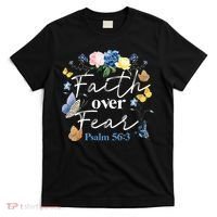 Faith Over Fear Flower Butterfly Christian Bible Verse T-Shirt thumb 0