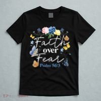 Faith Over Fear Flower Butterfly Christian Bible Verse T-Shirt thumb 5