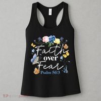 Faith Over Fear Flower Butterfly Christian Bible Verse Women's Tank Top thumb 3