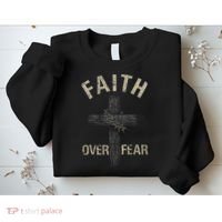 Faith Over Fears Christian Cross American Sweatshirt thumb 2