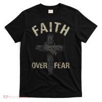 Faith Over Fears Christian Cross American T-Shirt thumb 0