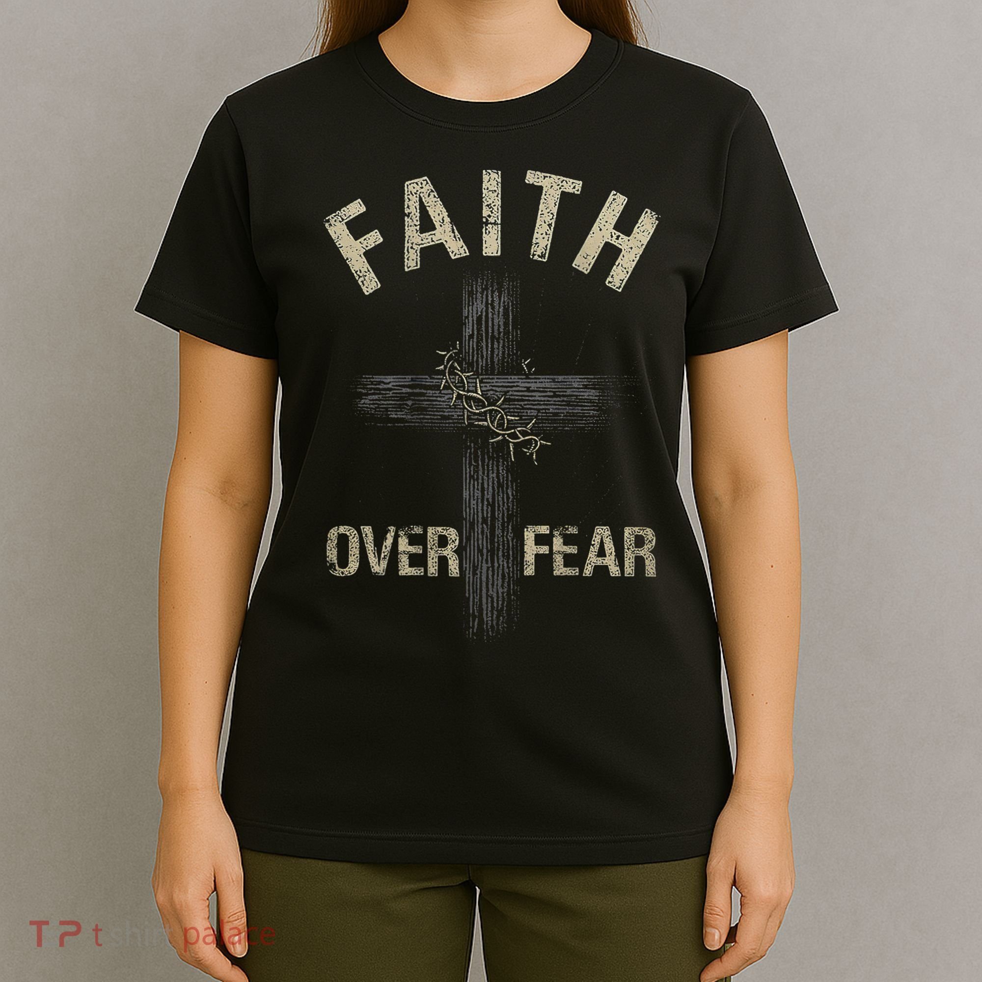 Faith Over Fears Christian Cross American T-Shirt