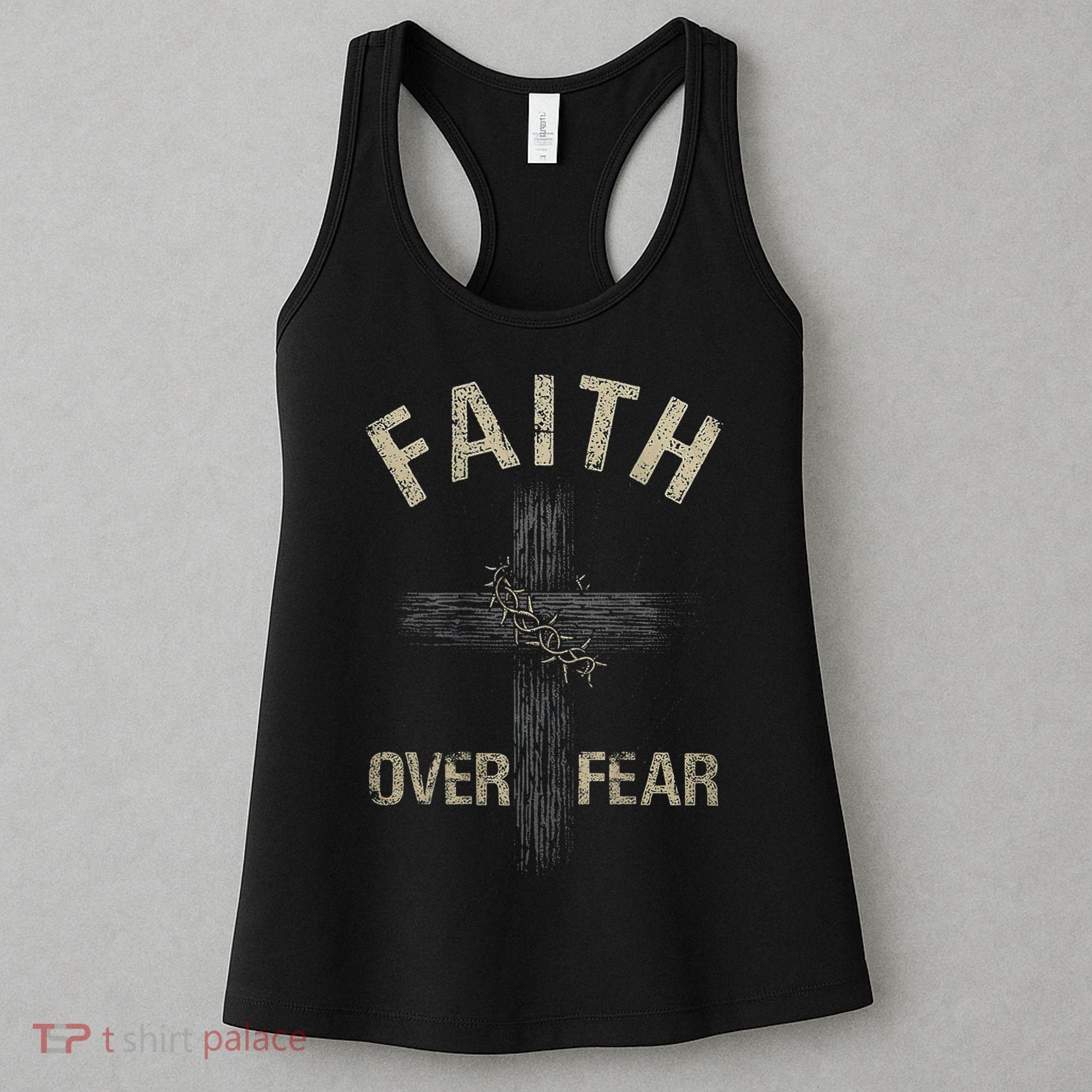 Faith Over Fears Christian Cross American Women's Tank Top