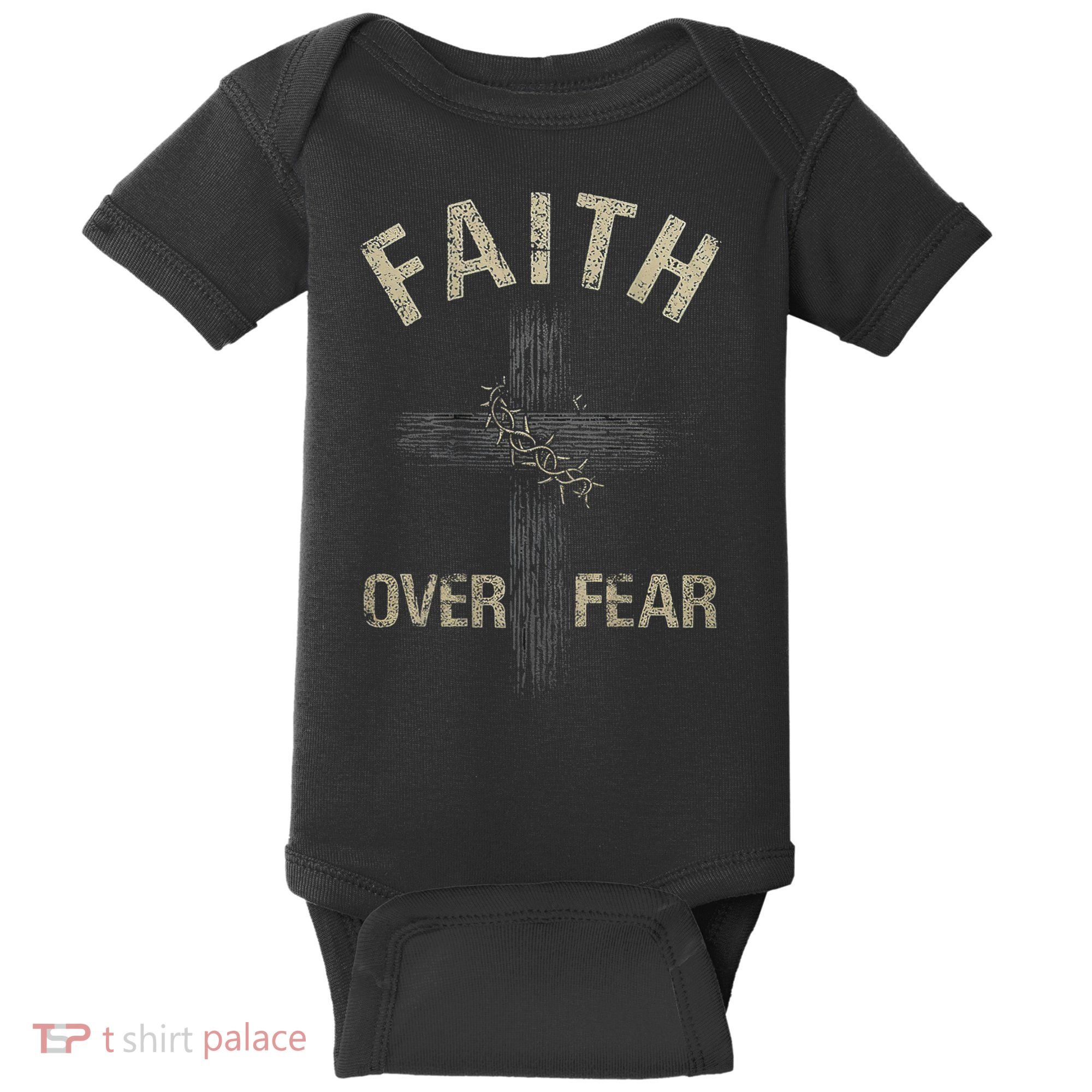 Faith Over Fears Christian Cross American Baby Bodysuit