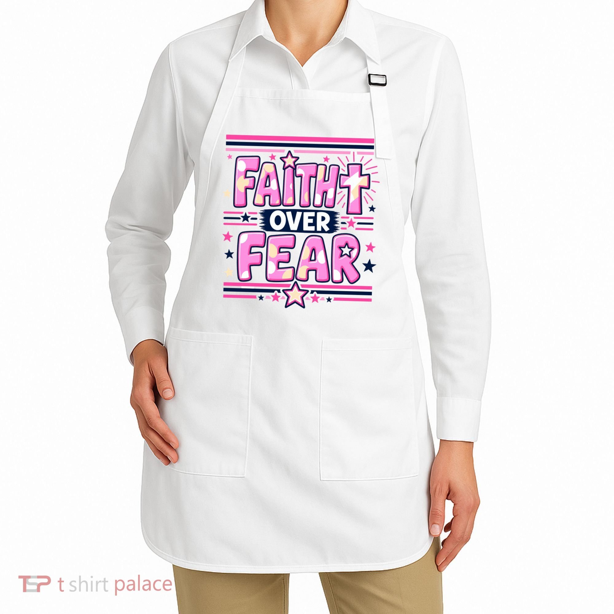 Faith Over Fear Motivational Christian Quote Apron