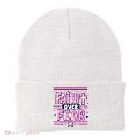Faith Over Fear Motivational Christian Quote Beanie thumb 0