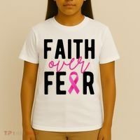 Faith Over Fear Breast Cancer Awareness T-Shirt thumb 4