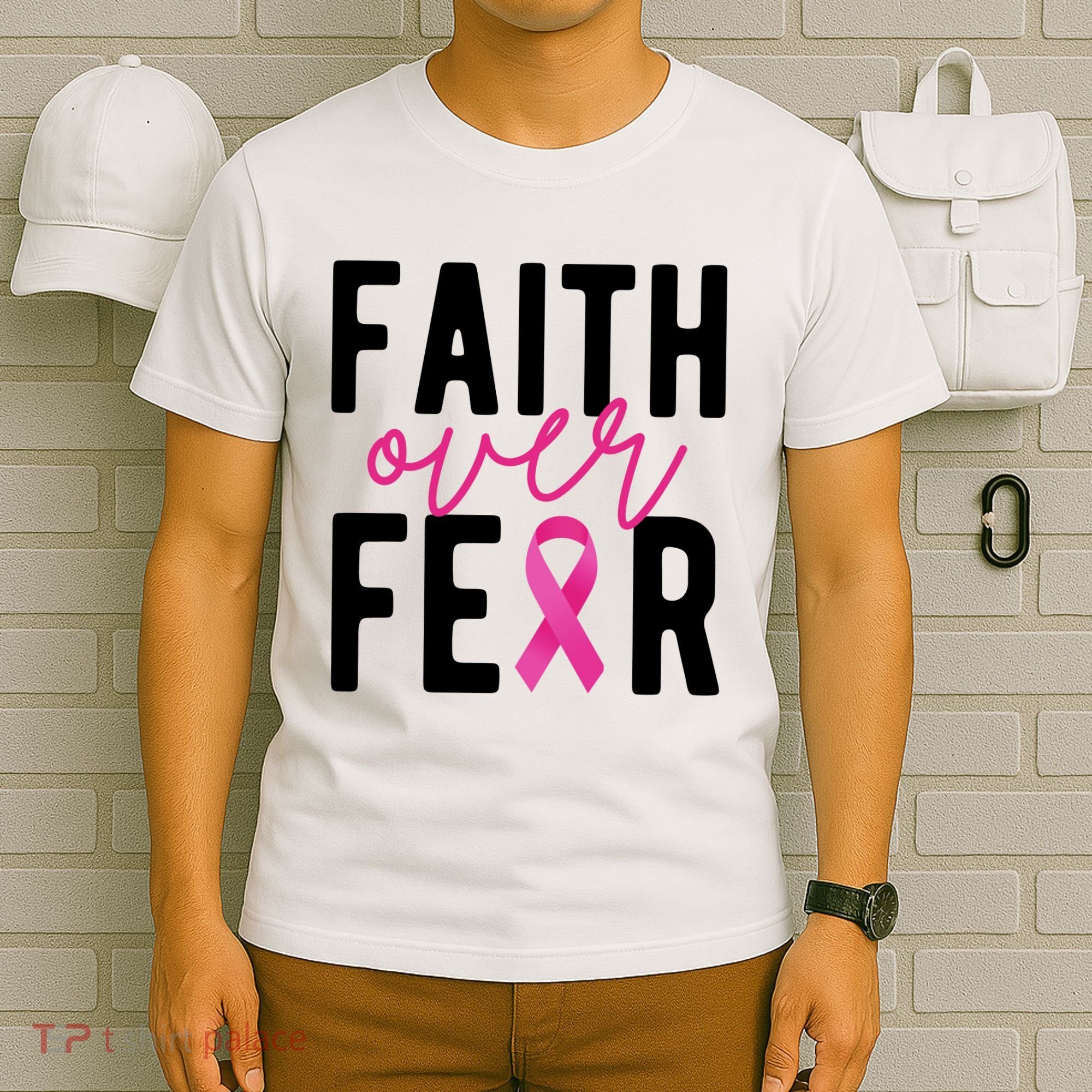Faith Over Fear Breast Cancer Awareness T-Shirt