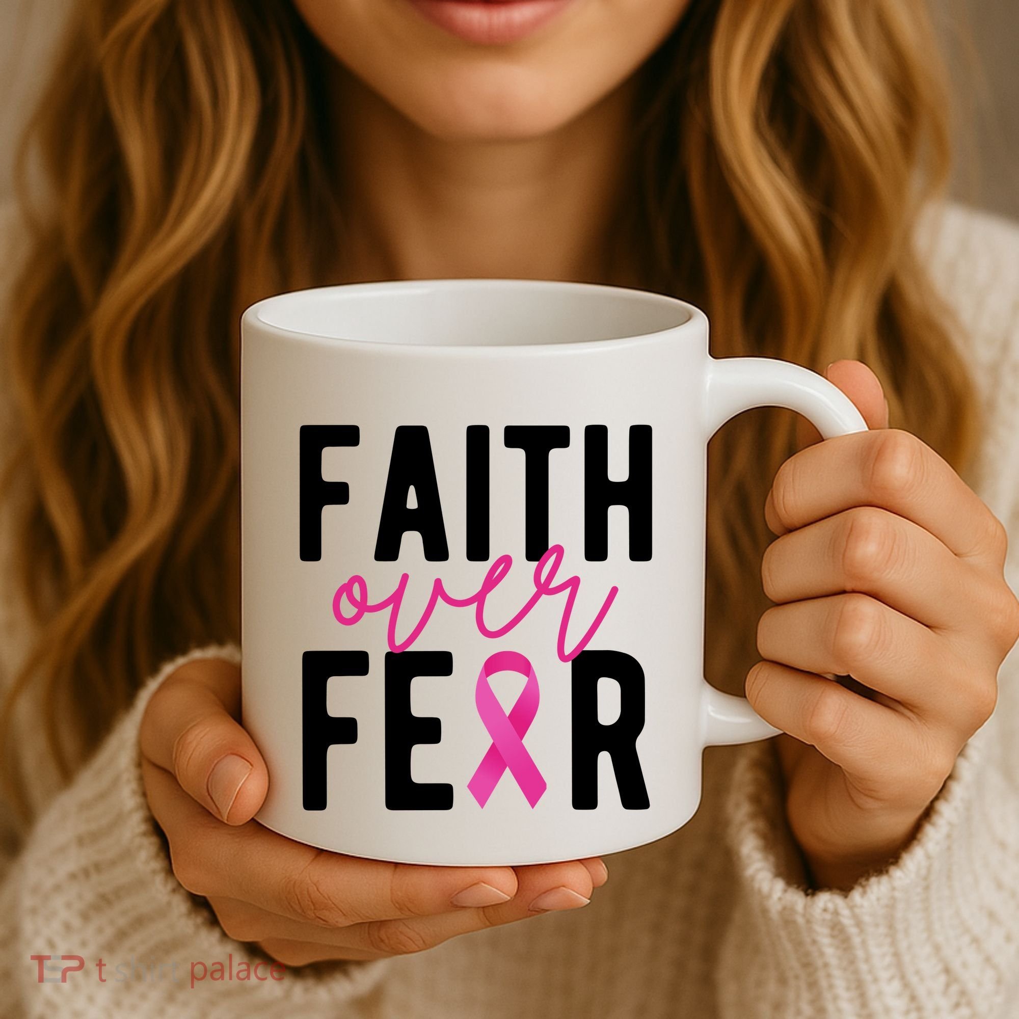 Faith Over Fear Breast Cancer Awareness Coffee Mug