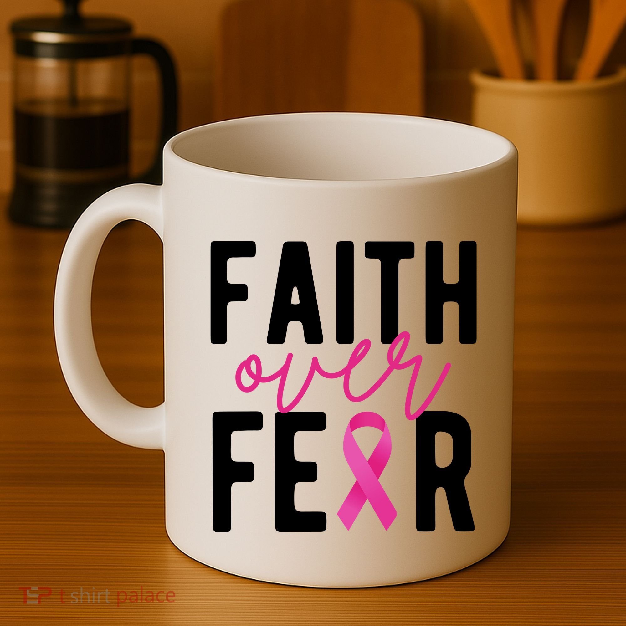 Faith Over Fear Breast Cancer Awareness Coffee Mug