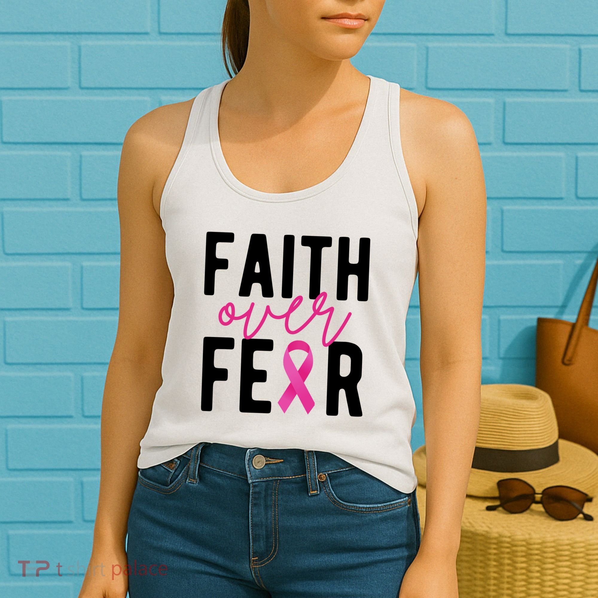 Faith Over Fear Breast Cancer Awareness Women's Tank Top