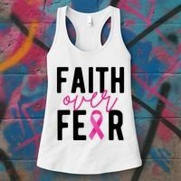 Faith Over Fear Breast Cancer Awareness Women's Tank Top thumb 3