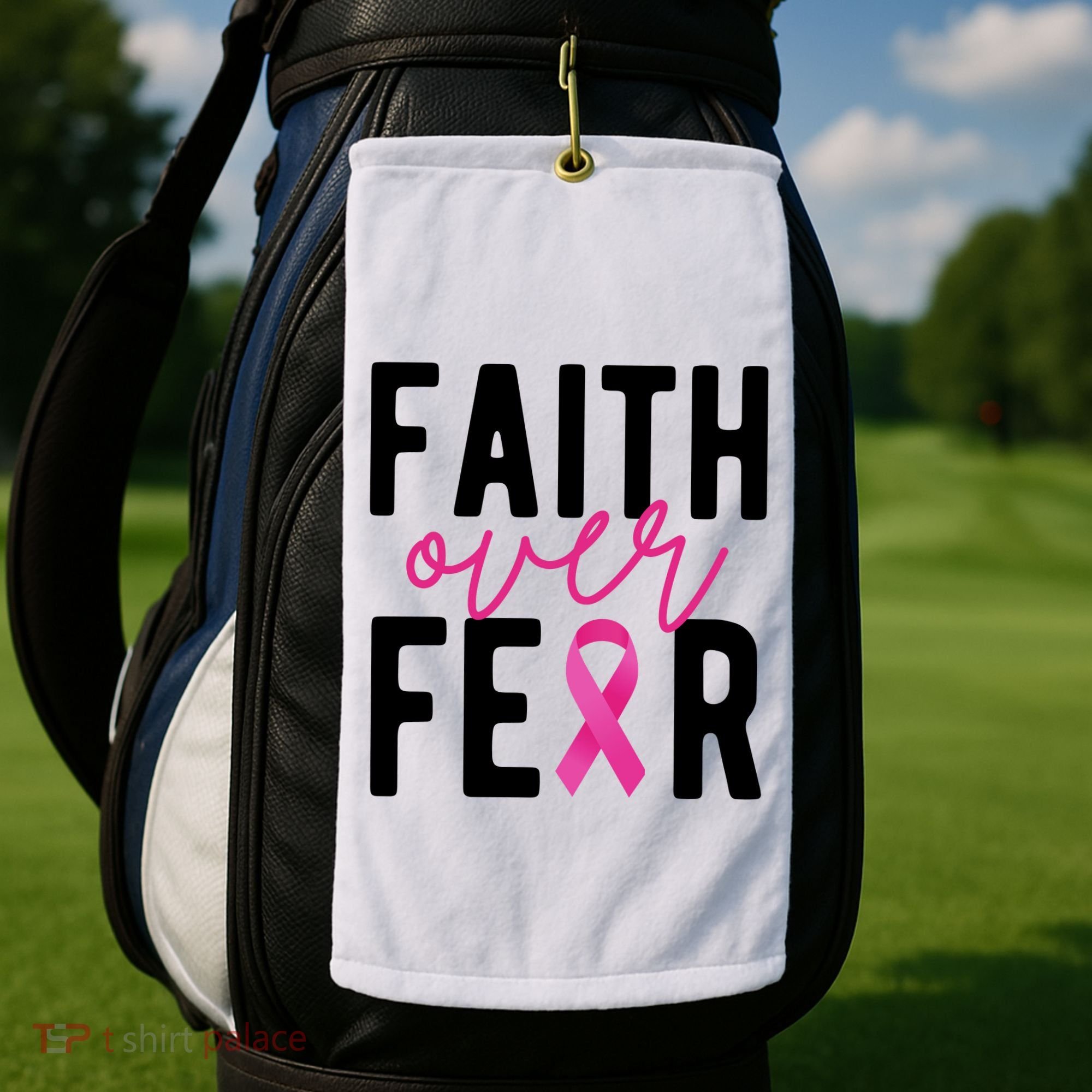 Faith Over Fear Breast Cancer Awareness Golf Towel