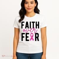 Faith Over Fear Breast Cancer Awareness Women's T-Shirt thumb 4