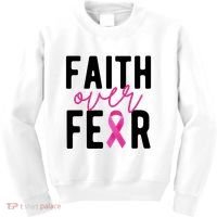Faith Over Fear Breast Cancer Awareness Kids Sweatshirt thumb 0