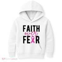 Faith Over Fear Breast Cancer Awareness Kids Hoodie thumb 0