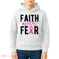Faith Over Fear Breast Cancer Awareness Kids Hoodie thumb 4