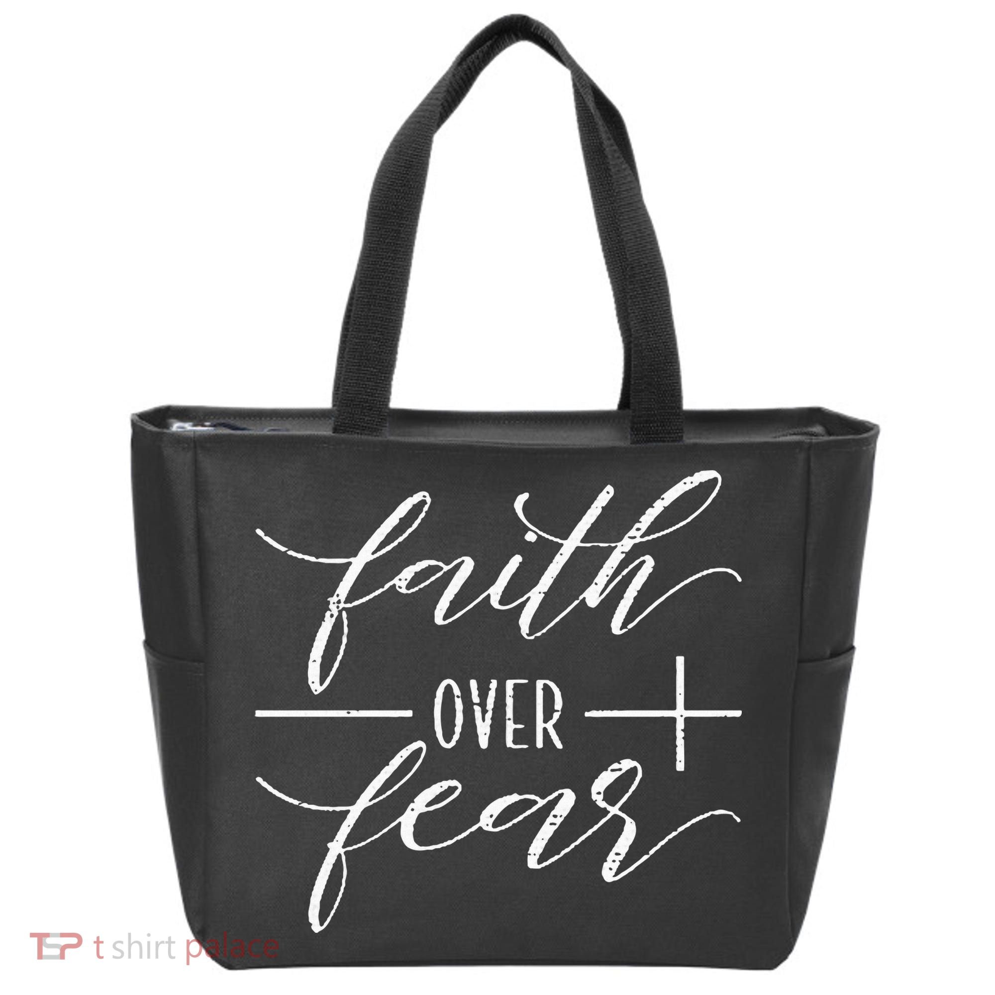 Faith Over Fear Jesus Christian Religious Tote Bag