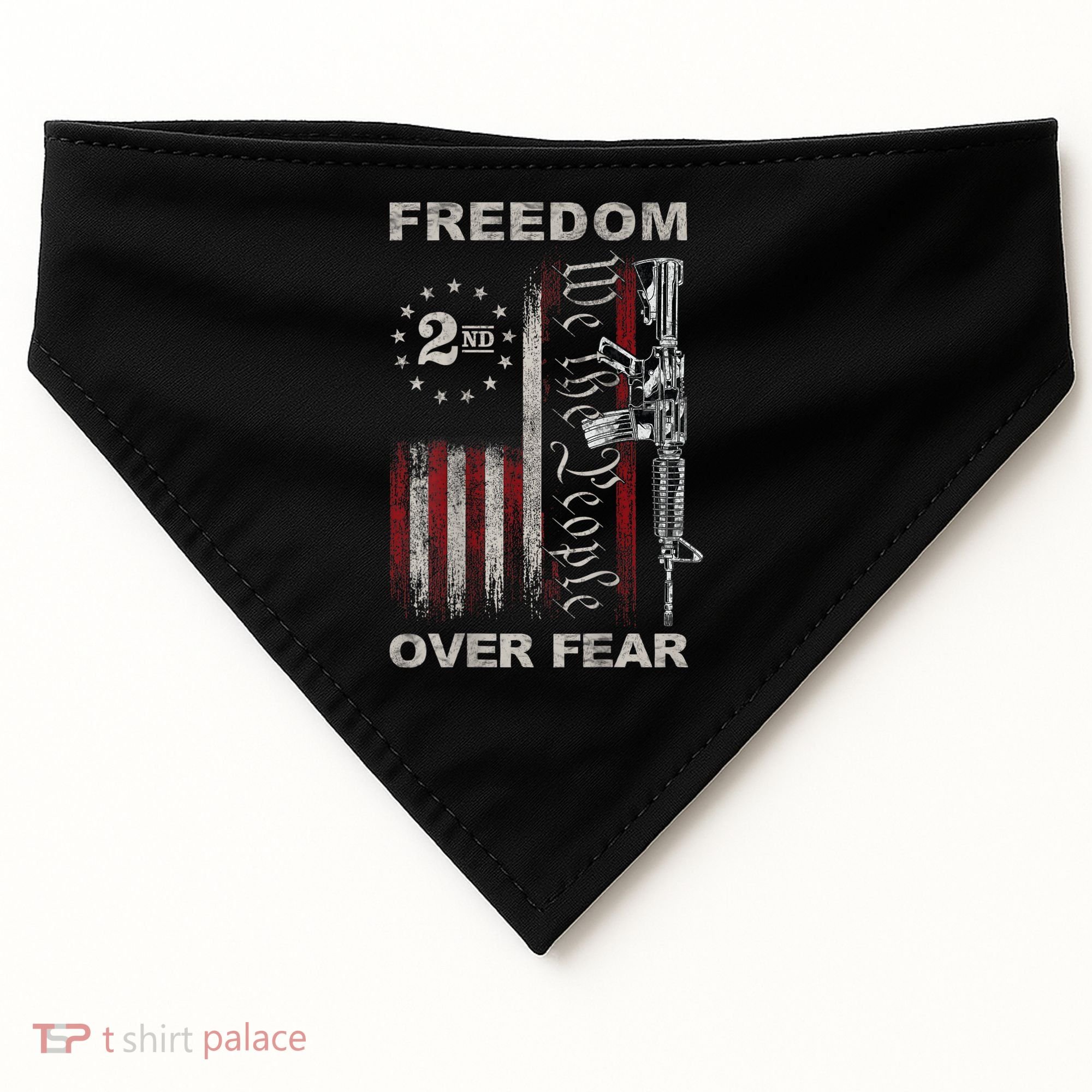 Freedom Over Fear 2nd Amendment Patriotic ProGun ON BACK USA-Made Doggie Bandana