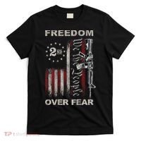Freedom Over Fear 2nd Amendment Patriotic ProGun ON BACK T-Shirt thumb 0