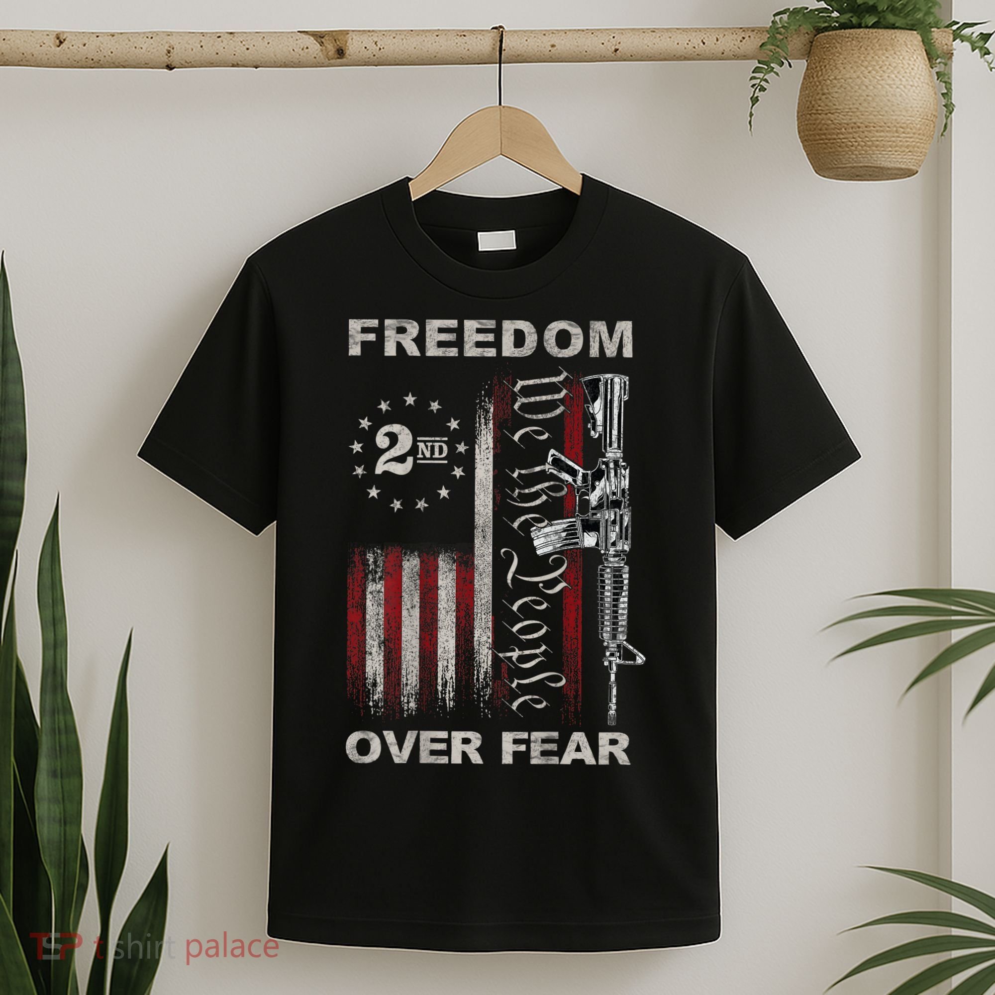 Freedom Over Fear 2nd Amendment Patriotic ProGun ON BACK T-Shirt
