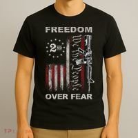 Freedom Over Fear 2nd Amendment Patriotic ProGun ON BACK T-Shirt thumb 3