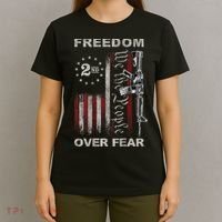 Freedom Over Fear 2nd Amendment Patriotic ProGun ON BACK T-Shirt thumb 4