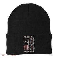 Freedom Over Fear 2nd Amendment Patriotic ProGun ON BACK Beanie thumb 0