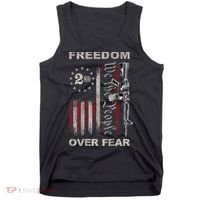 Freedom Over Fear 2nd Amendment Patriotic ProGun ON BACK Tank Top thumb 0