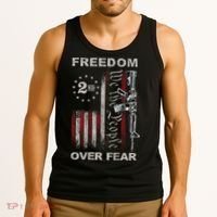 Freedom Over Fear 2nd Amendment Patriotic ProGun ON BACK Tank Top thumb 3
