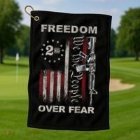 Freedom Over Fear 2nd Amendment Patriotic ProGun ON BACK Golf Towel thumb 1