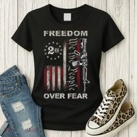Freedom Over Fear 2nd Amendment Patriotic ProGun ON BACK Women's T-Shirt thumb 3
