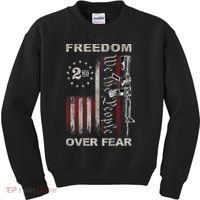 Freedom Over Fear 2nd Amendment Patriotic ProGun ON BACK Kids Sweatshirt thumb 0