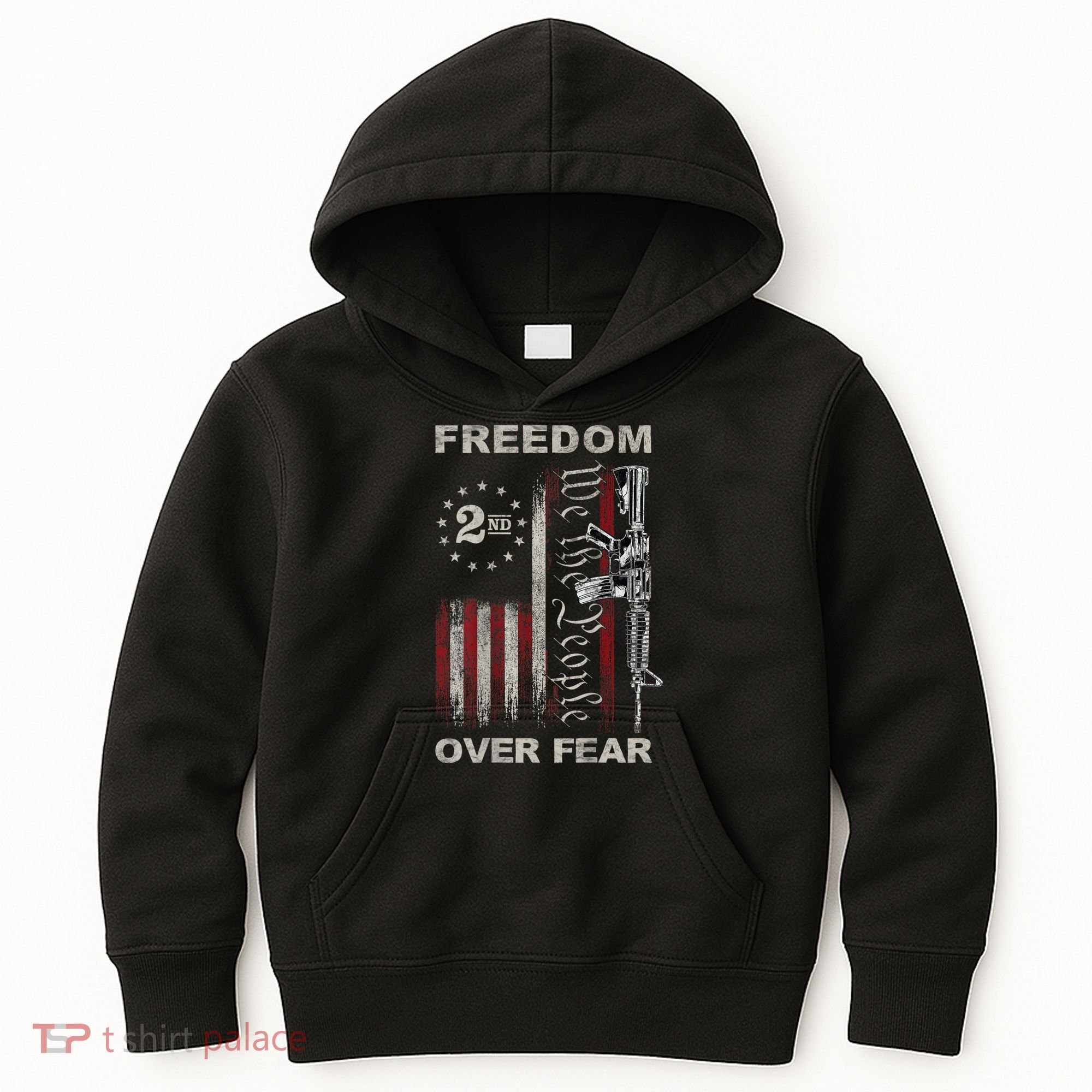 Freedom Over Fear 2nd Amendment Patriotic ProGun ON BACK Kids Hoodie