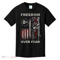 Freedom Over Fear 2nd Amendment Patriotic ProGun ON BACK Kids T-Shirt thumb 0