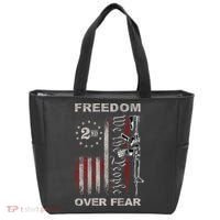 Freedom Over Fear 2nd Amendment Patriotic ProGun ON BACK Tote Bag thumb 0